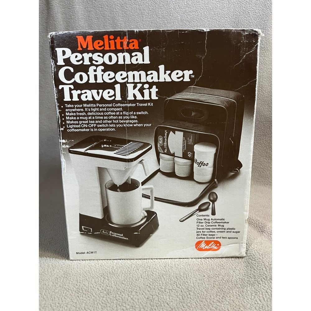 Melitta Personal Coffeemaker Travel Kit ACM1T Vintage One Mug Drip Coffee Set